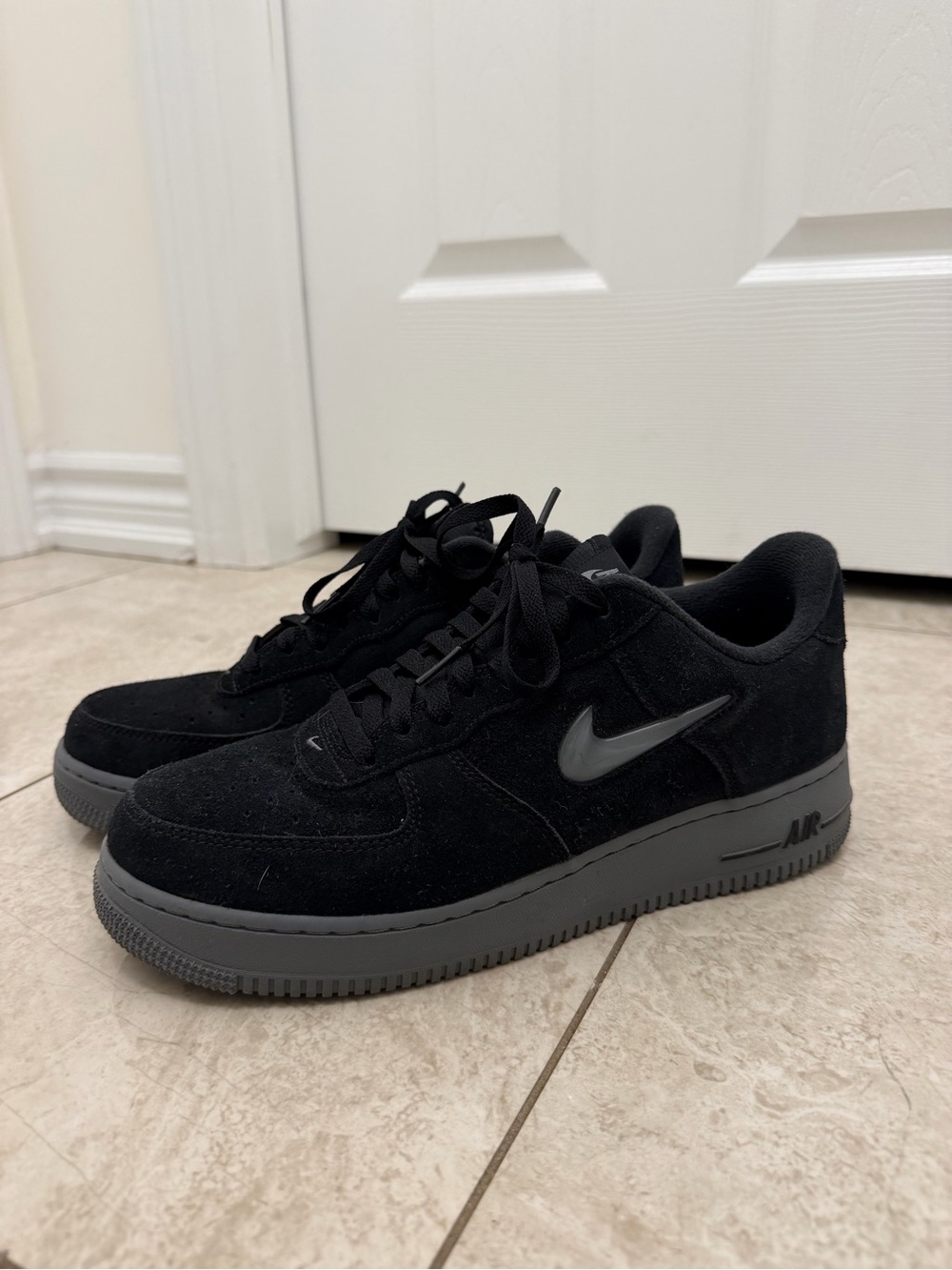 Nike Air Force 1 Low Suede Sneakers - Black with Dark Gray Sole
